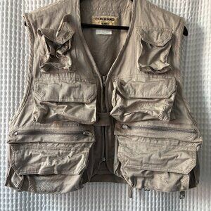 Vintage Cortland fly fishing beige pocket safari men's vest size large